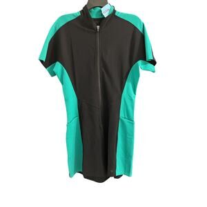 Bad Birdie L Caddy Romper Womens Size M Black Green Ponte Knit Short Sleeve Golf